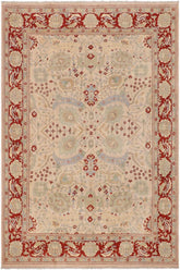 handmade Traditional Kafkaz Beige Rust Hand Knotted RECTANGLE 100% WOOL area rug 9 x 12